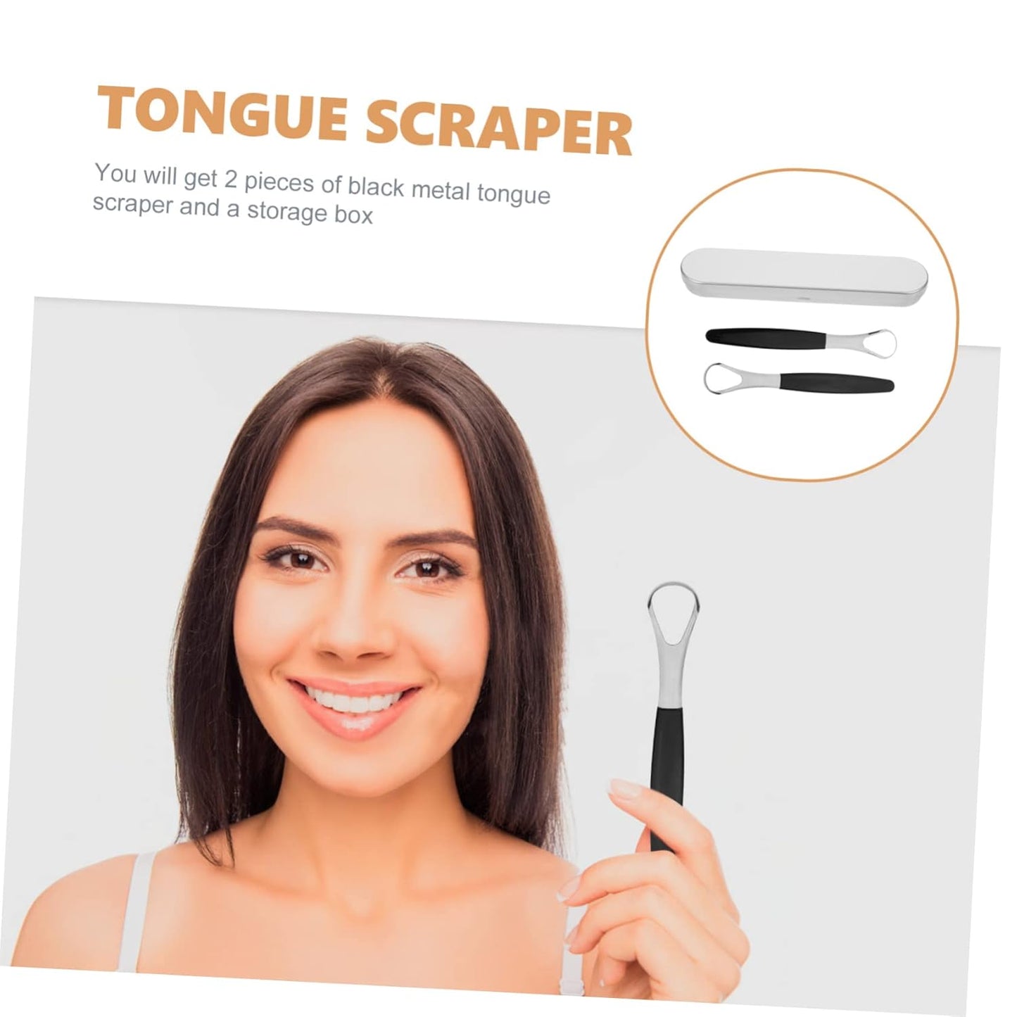 GALPADA Tongue Scraper for Adults Oral Care Tool Stainless Steel Tongue Cleaner Storage Box for Easy Cleaning