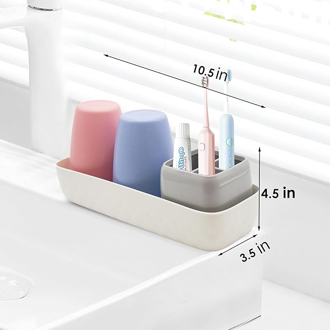 Toothbrush Holder - Bathroom Accessories Set for Kids Toothbrush Holder, Kids Bathroom Decor, Kids Bathroom Set for Countertop, Blue & Red