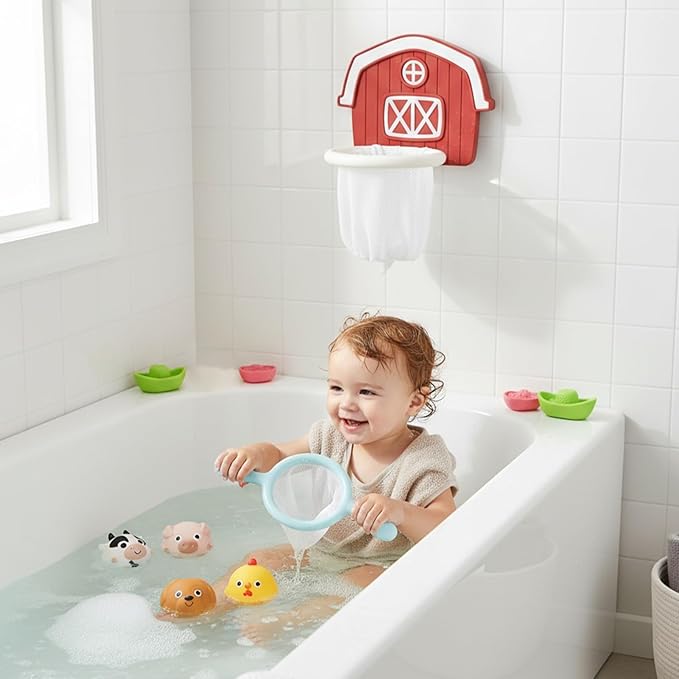 Kids Bath Toys, Interactive Water Game, Bathtub Basketball Hoop Suction Cups for Kids Boys Girls, Fun Pool Beach Bathroom Toy, Water Play Set for Bath Time Entertainment and Learning
