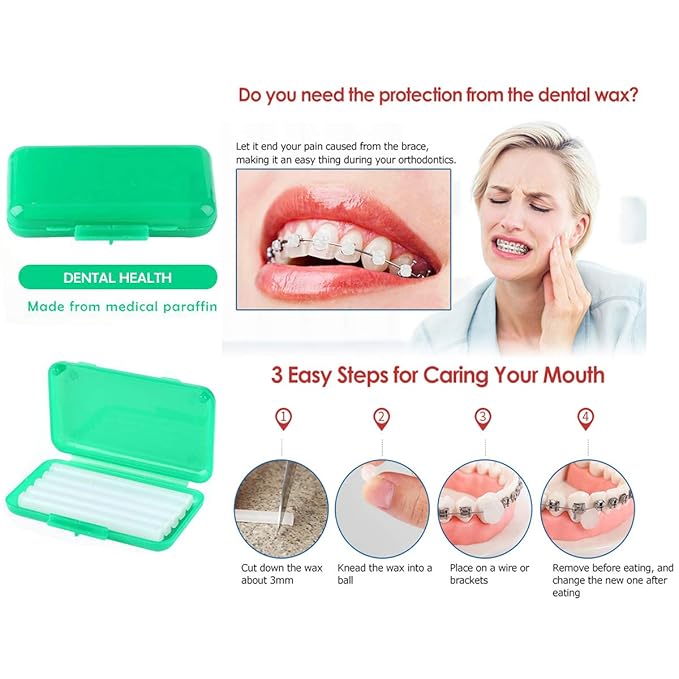 Braces Cleaning Kit for Teeth, Portable Orthodontic Toothbrush Kit Oral Care Dental Travel Kit - Interdental Brush Dental Wax Dental Floss Toothbrush Box (Green)