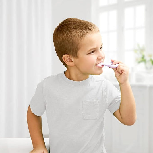 Kids' U Shaped Toothbrush Age 2-6 - Two Premium Soft Toothbrushes Come with 2 Travel Cases - Sensory Toothbrush - Round Silicone Toothbrush Head Makes Brushing Fun & Easy - 1 Purple, 1 Yellow