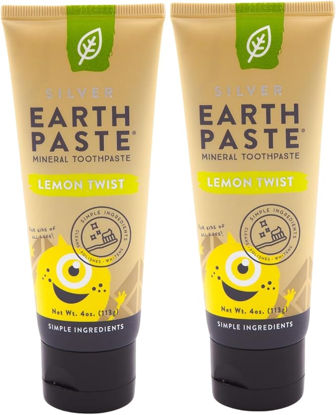Redmond Earthpaste - Natural Non-Fluoride Toothpaste, 4 Ounce Tube (2 Pack, Lemon Twist)