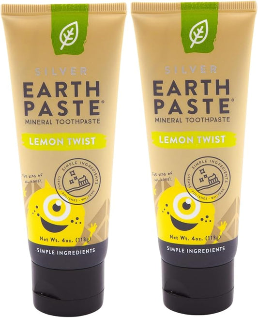 Redmond Earthpaste - Natural Non-Fluoride Toothpaste, 4 Ounce Tube (2 Pack, Lemon Twist)