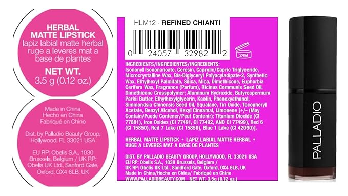 Palladio Herbal Matte Lipstick, Creamy and Full Coverage Long Lasting Matte Lipstick, Chianti