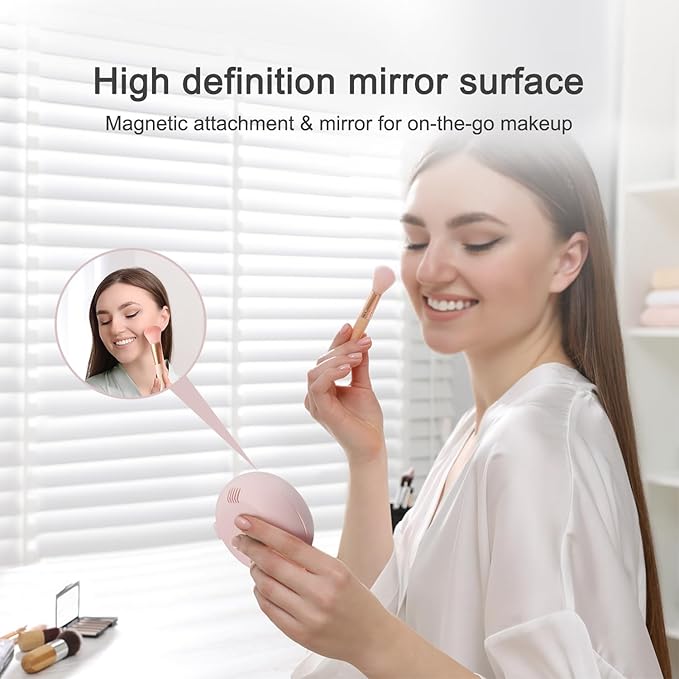 Toothbrush Holder, Toothbrush Cleaner Case, Portable USB Charging Toothbrush Cover with U V-C Light, Travel Toothbrush Holder (Pink-Mirror)