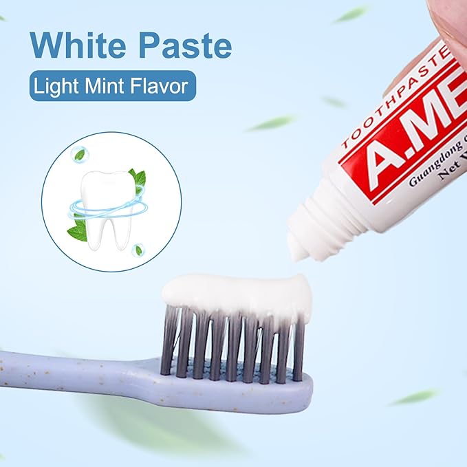 Toothpaste Bulk Travel Size, Disposable Small Travel Portable Mini Compact Pocket Size Toothpaste for Bad Breath, Vacation/Hotel/Camping Shelter/Homeless/Nursing Home/Charity 0.6 oz/ 17g (30 Tubes)