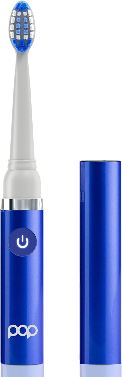Pop Sonic Electric Toothbrush (Royal Blue) - Travel Toothbrushes w/AAA Battery | Kids Electric Toothbrushes with 2 Speed & 15,000-30,000 Strokes/Minute, Dupont Nylon Bristles