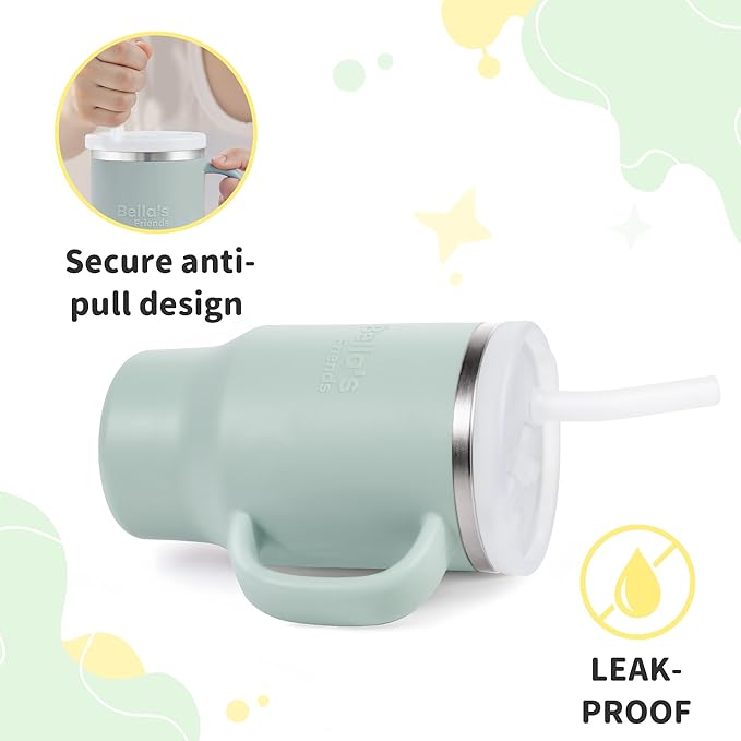 Bella's Friends Handy Mini Tumbler – Adorable 9 oz Sippy Cup for Toddlers 1-3 years old, Flexible Straw, Stainless Interior & Silicone Body, Leak‑Proof, Dishwasher Safe, Ideal for Travel or At Home