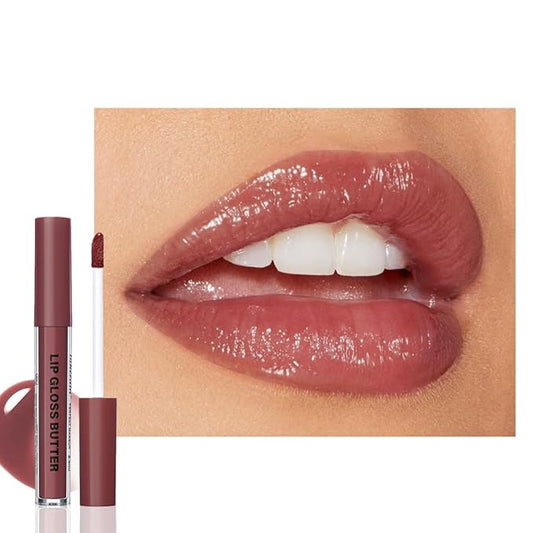 Browm Honey Butter Lip Stain Tinted Lip Gloss,Shine Moisturizing Plumper Liquid Lipstick for Women,Natural Nourishing Hydrating Lip Balm for Dry Lips,Lightweight Lip Liner Care Makeup,Vegan #12