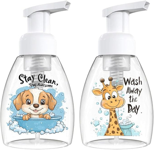 2PCS Foaming Soap Dispenser, DQELFA Foam Hand Soap Dispenser Pump Bottles, Refillable Plastic Foam Dispenser for Soap, Kitchen, Bathroom (8oz,250ml)