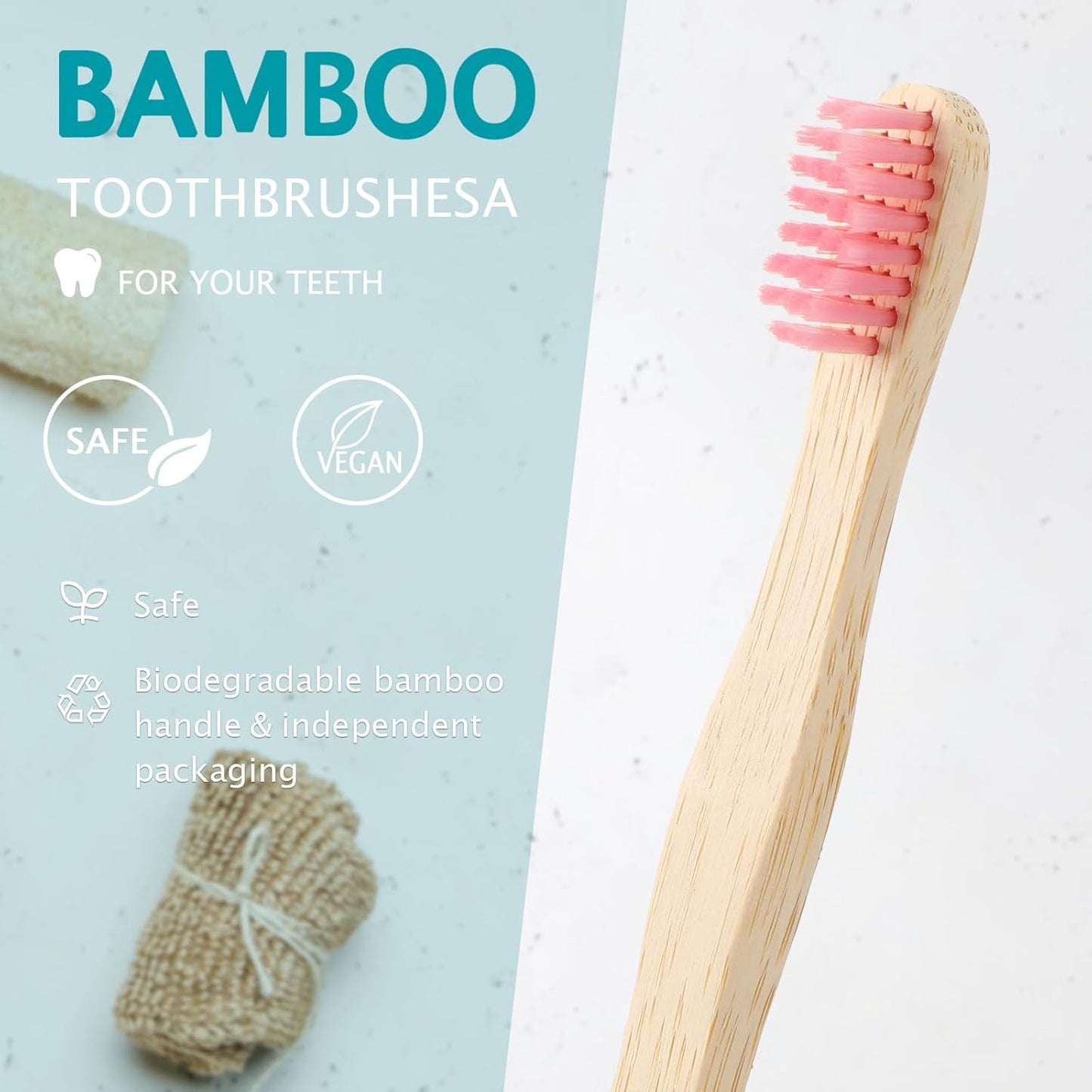 Estune 24 Pcs Kids Bamboo Toothbrushes Soft Bristle Individually Wrapped Toddler Toothbrush Manual Travel Tooth Brushes for Kids Children Adults School Travel Teeth Oral Supplies 5.7 Inch