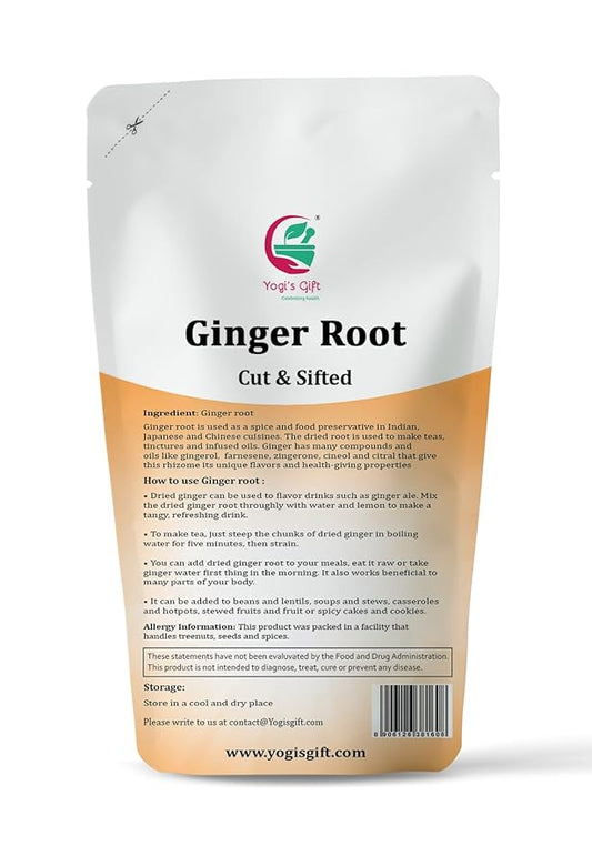 Dried Ginger Root 4 oz | Cut and Sifted Dried Ginger Pieces | As Spicy as Fresh | Flavourful Indian Spice |100% Pure and Natural For Making Flavourful Tea | By Yogi's Gift®