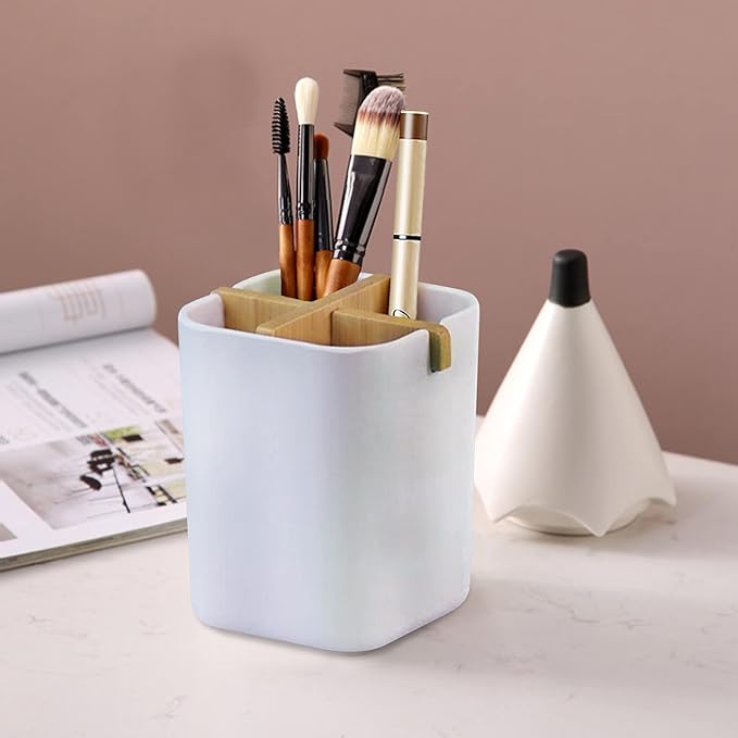 Aoheuo Bamboo-Toothbrush Holders-Multifunctional-Electric Toothbrush-Storage Box-Natural Tough-Toothpaste-Holder Suitable for Bathroom Countertops, Sink, etc.