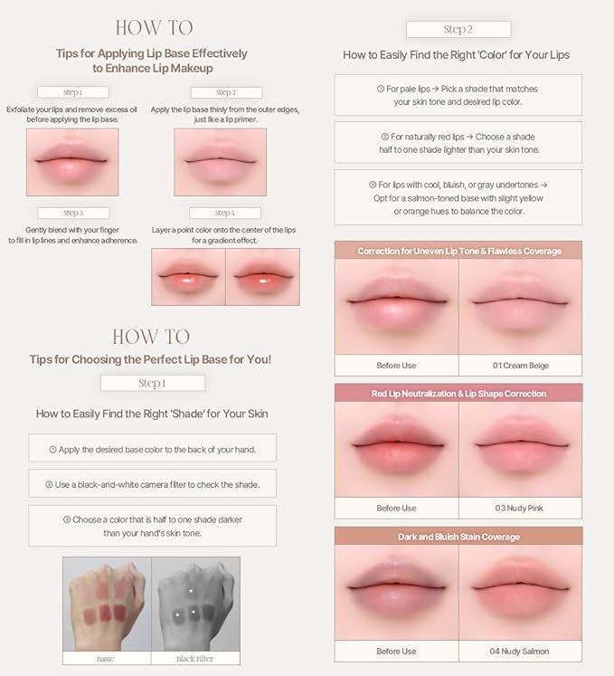 Heart Percent Dote On Mood All Cover Lip Base, Comfortable & Flawless Lip Tone & Texture Correction w/Lightweight Texture, #02. Creamy Rose