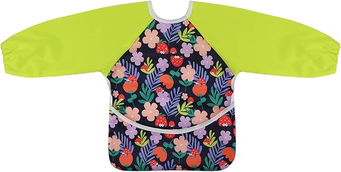 Infant Toddler Baby Waterproof Sleeved Bib, Bib with Sleeves&Pocket, 6-24 Months