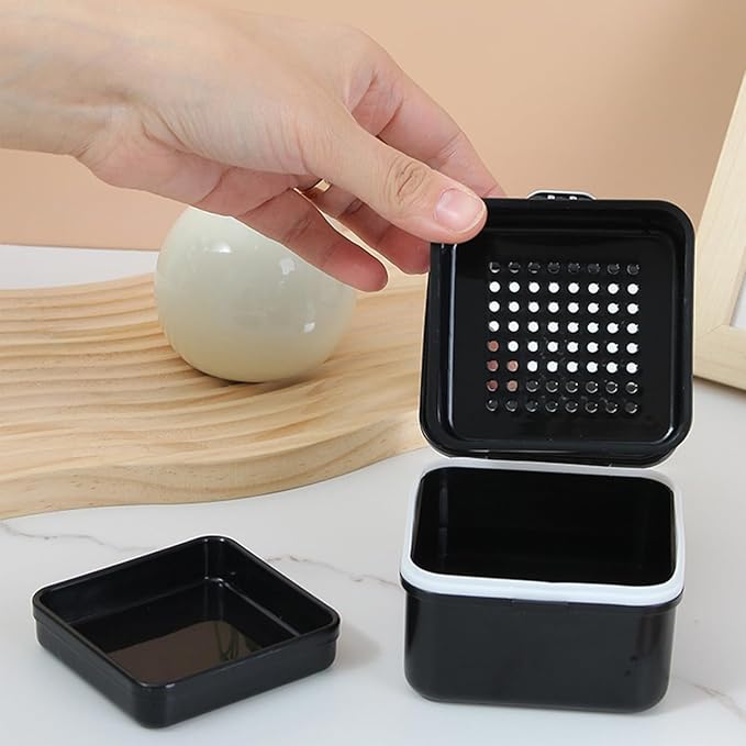 AARAINBOW Retainer Cleaner Case, Leak Proof Denture Bath Box with Strainer Basket, 2 in 1 Denture Container for Travel, Braces Storage Bath Box Mouth Guard Cleaning Denture Holder (B Black)