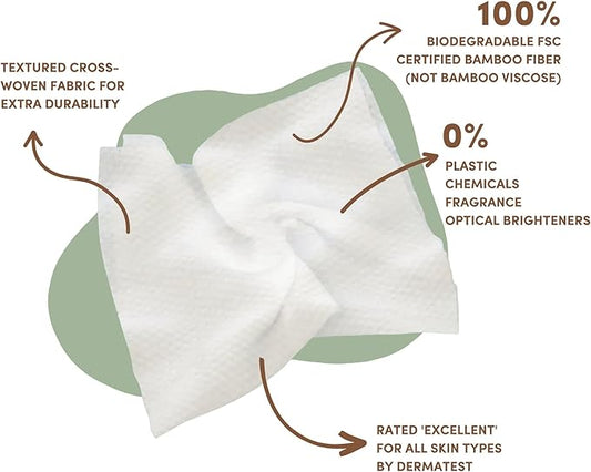 Terra Bamboo Dry Baby Wipes: Biodegradable Bamboo Fiber Wipes, Unscented, Sensitive Skin, 1 Pack of 48