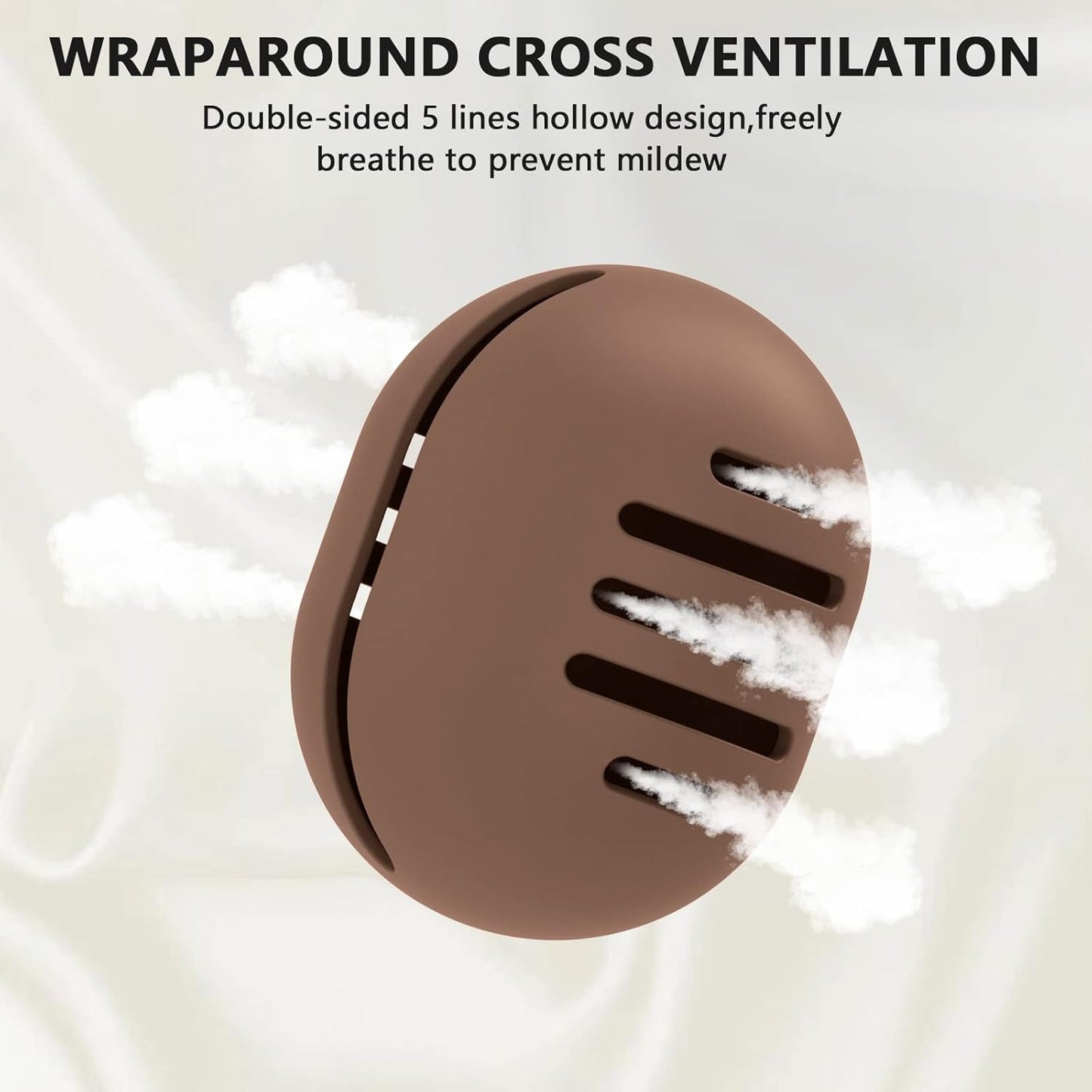 Makeup Sponge Holder,Double-sided Stripe Vented Silicone Beauty Blender Holder for Travel,Shatterproof Make Up Sponge Travel Case for All Sponges Sanitary Reuse Easy to Carry,Coffee