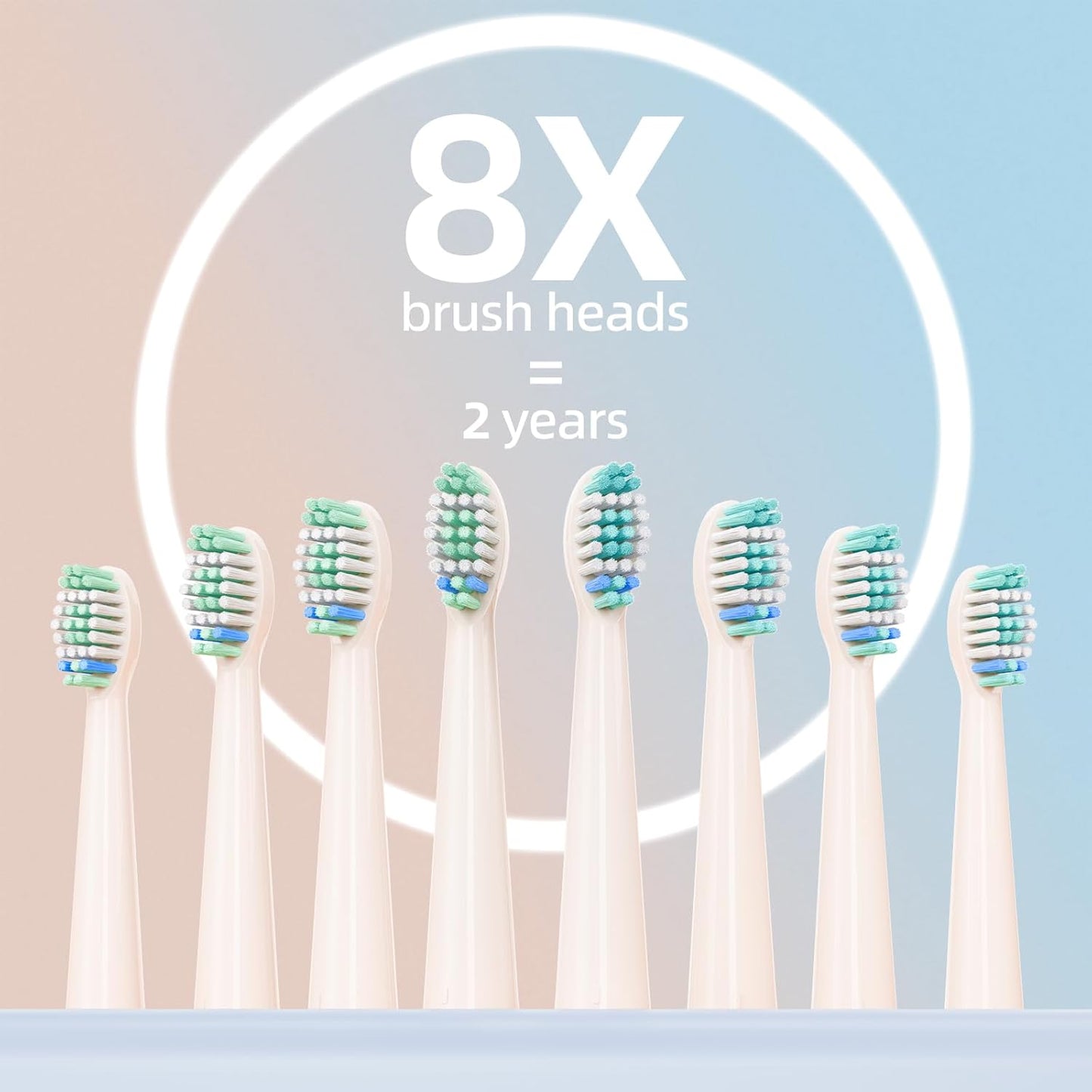 YUNCHI Electric Toothbrush for Adults and Kids, Sonic Rechargeable Battery Toothbrushes, 8 Brush Heads, 1 Travel Case, 2 Min Timer, IPX7 Waterproof, 5 Modes, Blue Yellow Gradient