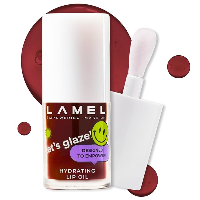Lamel Hydrating Lip Oil LET`S GLAZE - Hydrating Lip Gloss Flavoring - Fat Oil Lip Gloss - Plumping & Glossy Balm - №404 Chocolate Cookies