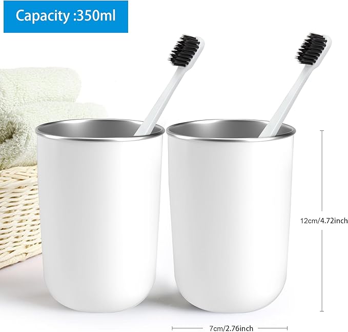 Stainless Steel Mouth wash Cup 12 oz Toothbrush Cup Stainless Steel Small Children Cups for Home，BPA-Free Insulated Tumbler for Home & Outdoor Activities drinking cup (white)