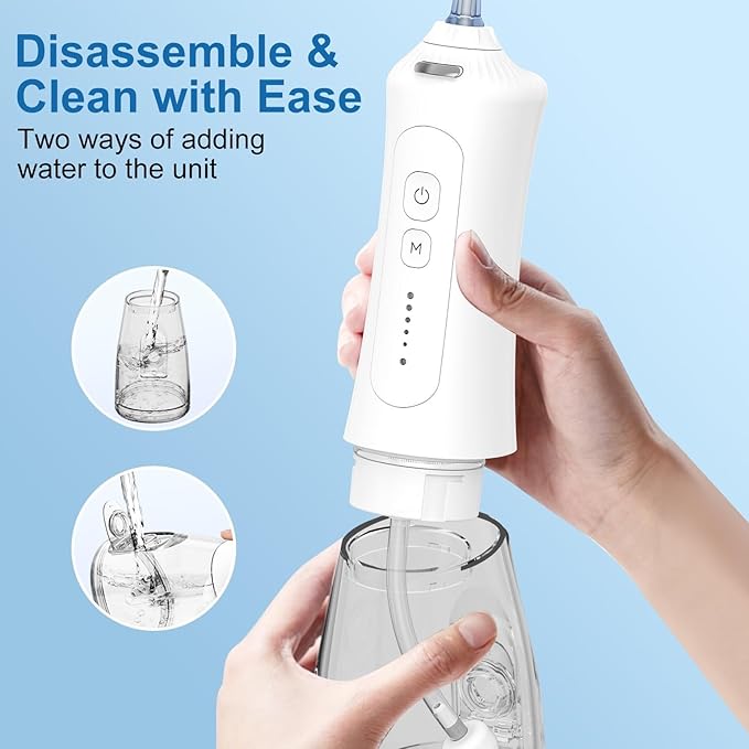 Cordless Water Dental Flosser for Teeth – Portable Rechargeable Oral Irrigator 300ML with 5 Jet Tips, IPX7 Waterproof, Travel Case, Gum Care, Home & Travel Use