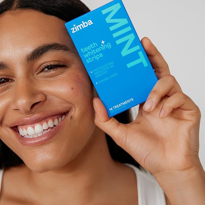 Zimba Mint 2PK Teeth Whitening Strips for Teeth Sensitive, White Strips for Teeth Whitening, Teeth Whitener Stain Remover 28 White Strips Included Per Pack, 28 Day Treatment