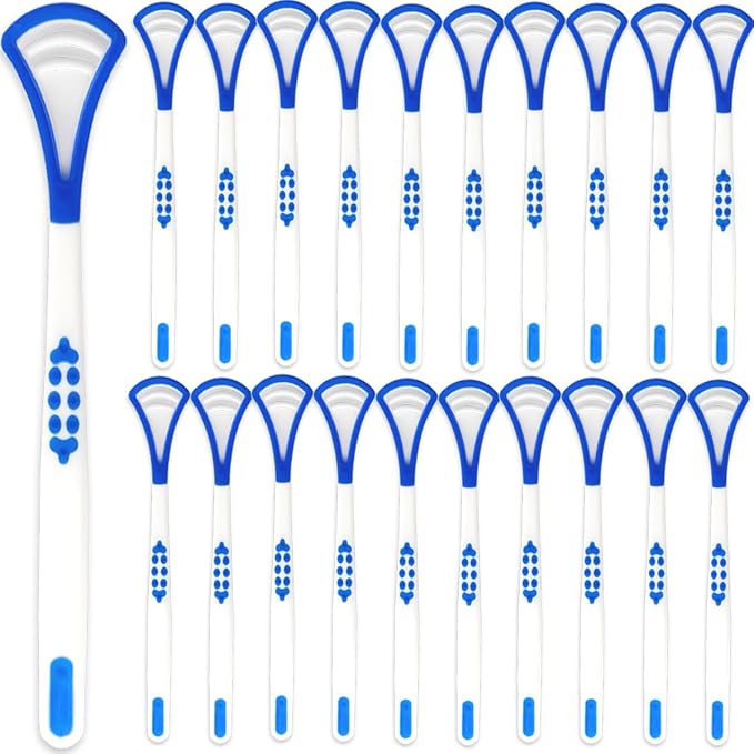 GXXMEI 40PCS Tongue Scraper for Adults, Tongue Scraper Cleaner, Blue Tongue Cleaner, Oral Care Scrapers Kits Plastic Tongue Brush for Reducing Bad Breath Adults Kids Healthy Oral Care Tools Easy to Us