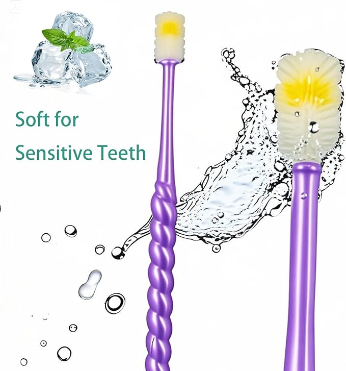 2 PCS Chemotherapy Must Haves for Women Chemotherapy Must Have Toothbrush for Sensitive Mouths Comfort Items Chemo Patients Spinning Toothbrush Oral Support Care Package (Purple)