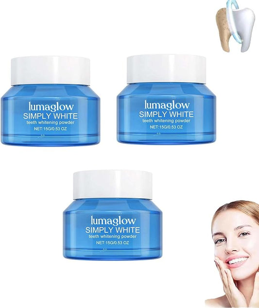 Lumaglow Natural Whitening Powder, Shimmer Deluxe Teeth Whitening Powder, Lumaglow Whitening Powder, Natural Teeth Whitener, Instant Stain Removal, Mint Flavor (3)