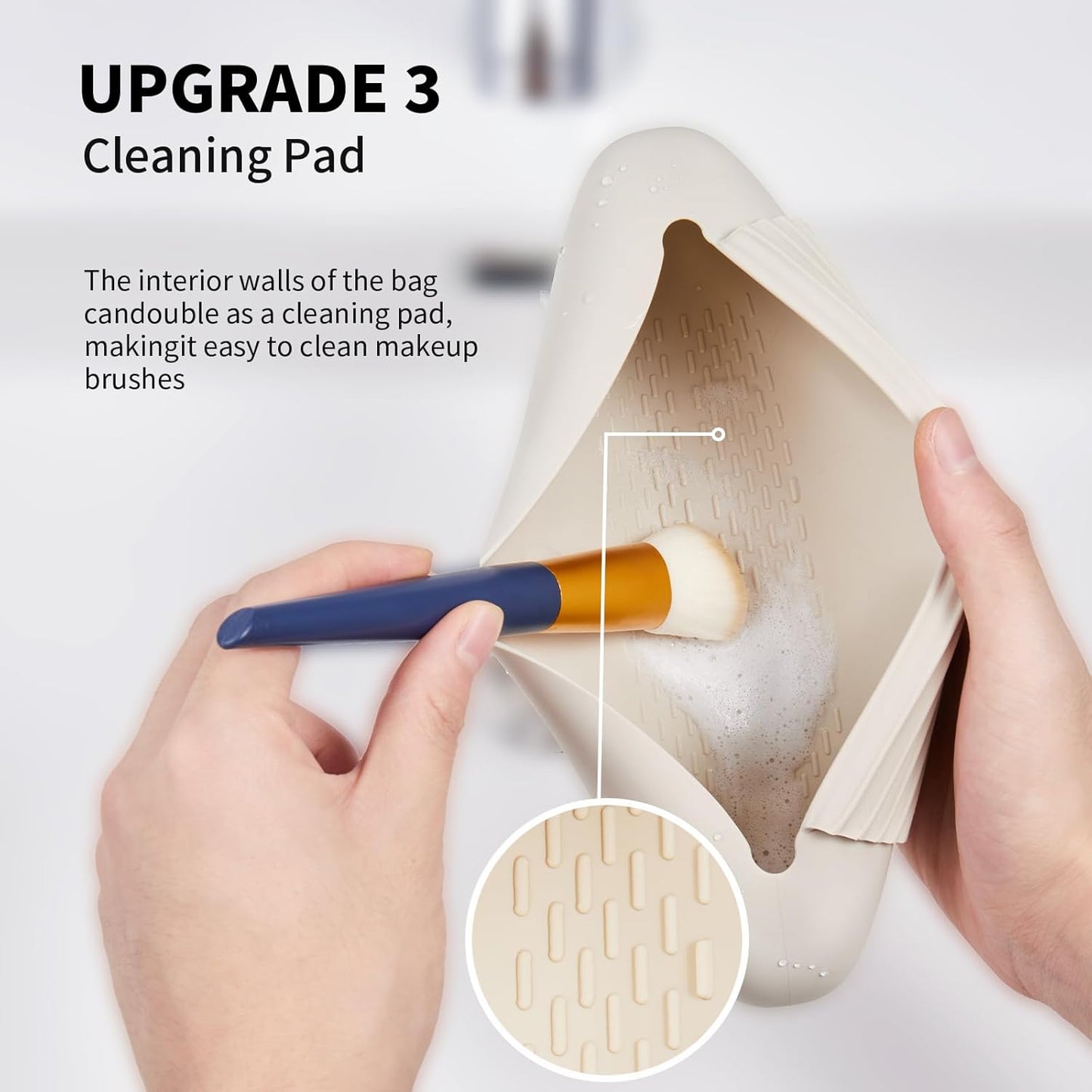 2 IN 1 Silicone Makeup Brush Holder with Beauty Make Up Sponge Case：Soft Portable Cosmetic Face Brushes Holder with Upgrade Anti-Fall Out Magnetic Closure - Starlight