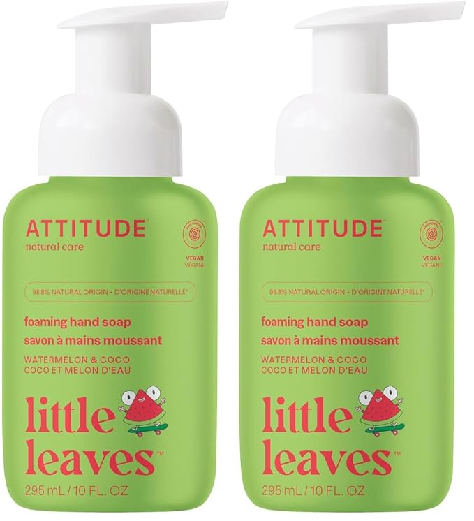 ATTITUDE Foaming Hand Soap for Kids, Plant and Mineral-Based Ingredients, Vegan and Cruelty-free Personal Care Products, Watermelon & Coco, 10 Fl Oz (Pack of 2)
