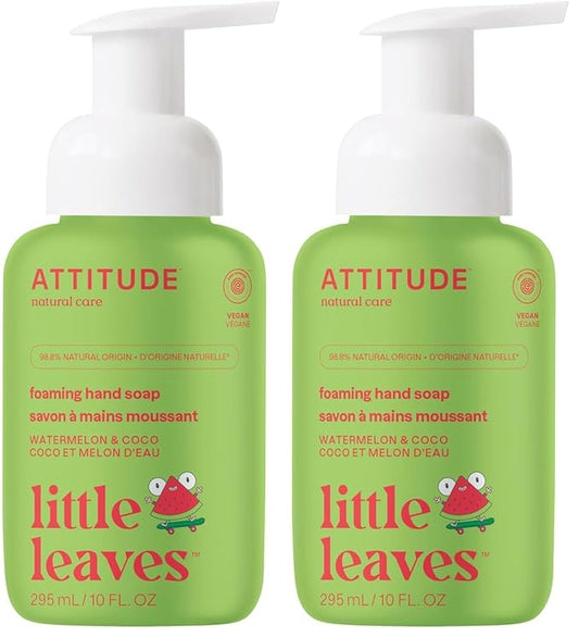 ATTITUDE Foaming Hand Soap for Kids, Plant and Mineral-Based Ingredients, Vegan and Cruelty-free Personal Care Products, Watermelon & Coco, 10 Fl Oz (Pack of 2)
