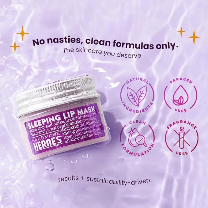 100% Natural Vegan Lip Butter Sleeping Lip Mask, Overnight Lip Moisturizer and Conditioner for Dry Lips Intensive Lip Balm and Lip Therapy Skin Care with Mango butter (Bakuchiol - Collagen Boosting)