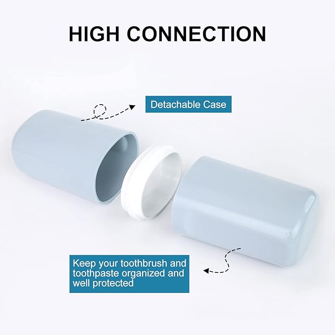 Surblue Travel Toothbrush Case Detachable Toothbrush Holder with Cover Portable Toothbrush Container for Vacation Camping Dorm Bathroom,Blue