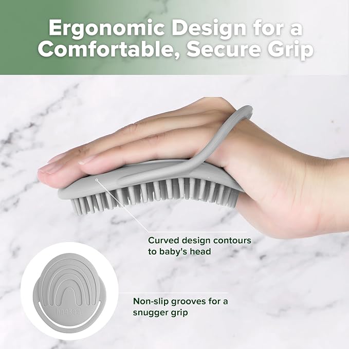 haakaa Baby Cradle Cap Brush - Soft Cradle Cap Comb| Hair Scalp Massager, Soft Bristles for Newborns & Toddlers,Ideal Baby Shower Gifts for Mum - 1pk