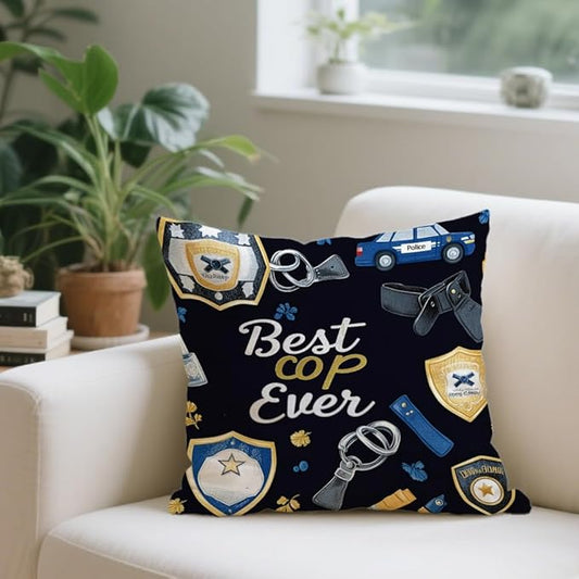 Cirzone Police Gifts for Men -18x18Inch Throw Pillow Cover Best Cop Gifts with Gift Box Perfect Birthday Police Week Gifts for Home Sofa Decor