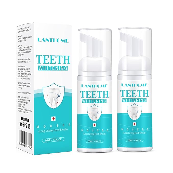 LANTHOME White Foam Teeth Whitening Products(2PCS)-Tooth Whitening Mousse,Teeth Whitening Foam, Whitens Teeth & Fights Bad Breath