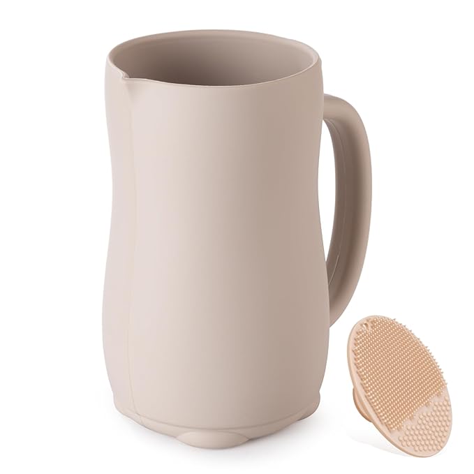 Baby Bath Rinse Cup, Bath Cup for rinsing Hair,The Silicone Material is Soft and Safe, a Good Choice for Baby Bath Products(Cat Beige)