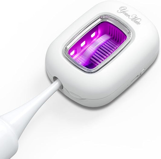 YourMate Rechargerable UVC Toothbrush Sanitizer Case Pro Compatible with Electric Toothbrush Heads/Regular Toothbrushes Travel Toothbrush Covers Case Magnetic Holder for Houshold/Traveling White