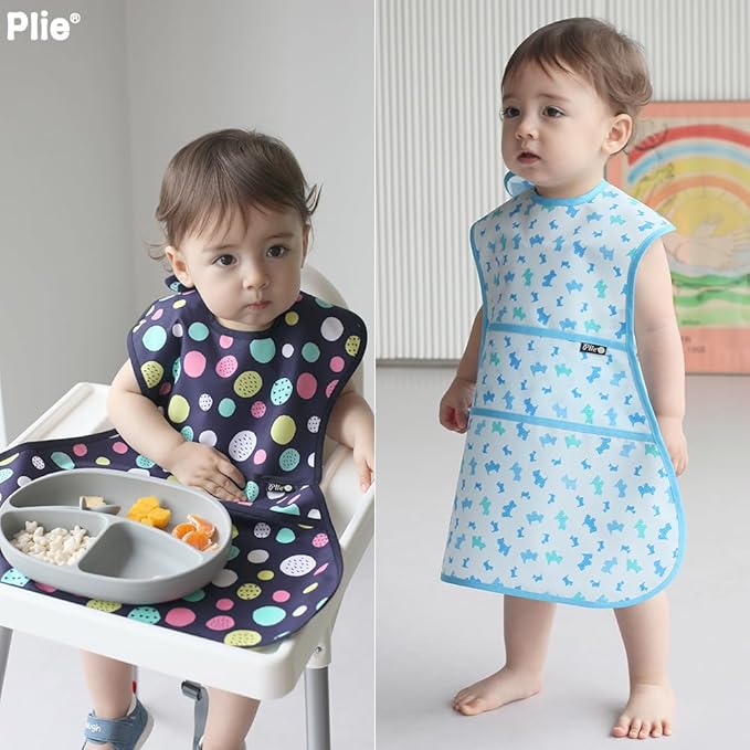 Long Sleeve Waterproof Bib for Toddlers – Soft Feeding Smock for Baby Mealtime, Self-Feeding,BPA-Free, Easy Clean