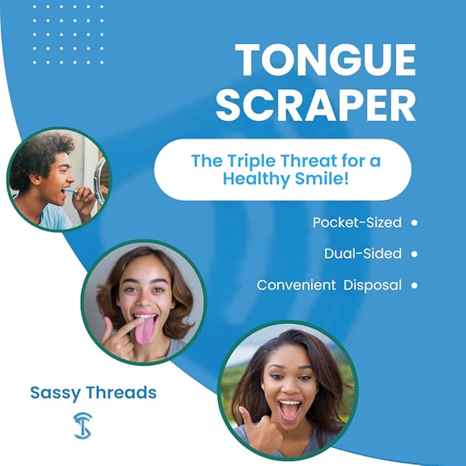 3-in-1 Complete Dental Care Set: Double Thread Floss Picks, Toothpicks, and Tongue Scraper - Your Oral Hygiene Solution with Disposable Floss Sticks for On The Go or Travel