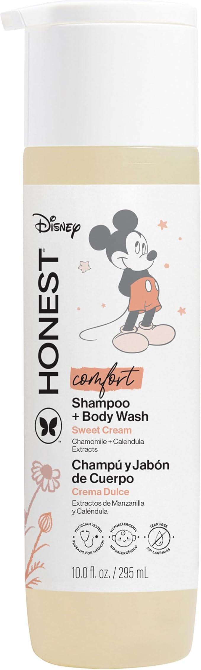 The Honest Company 2-in-1 Cleansing Shampoo Body Wash I Gentle Enough for Baby Dermatologist Tested Tear-free Hypoallergenic Disney’s Mickey Mouse Comfort Sweet Cream 10 fl oz