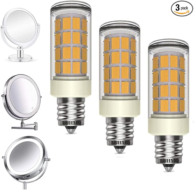LED Bulbs 3 Pack Makeup Mirror Bulb Replacement for Cosmetic Vanity Makeup Mirror with Single Double Sided Lighted Magnification, Equivalent to 35W Incandescent Bulb 350LM AC120V (Warm White 3000K)