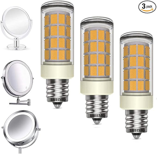 LED Bulbs 3 Pack Makeup Mirror Bulb Replacement for Cosmetic Vanity Makeup Mirror with Single Double Sided Lighted Magnification, Equivalent to 35W Incandescent Bulb 350LM AC120V (Warm White 3000K)