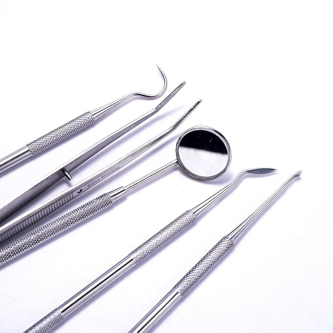 Easyinsmile 5PCS Dental Hygiene Kit Personal Oral Care Sets with Mouth Mirror, Scaler, Tarter Scraper, Teeth Pick, Tweezers Plaque & Calculus Removal Tool