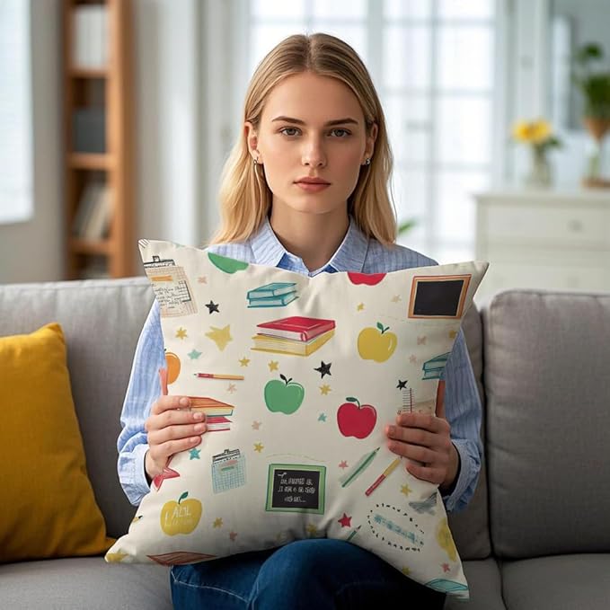 Cirzone Teacher Gifts for Women -18x18Inch Throw Pillow Cover Best Teacher Gifts with Gift Box Perfect Birthday Teachers' Day Gifts for Home Sofa Decor