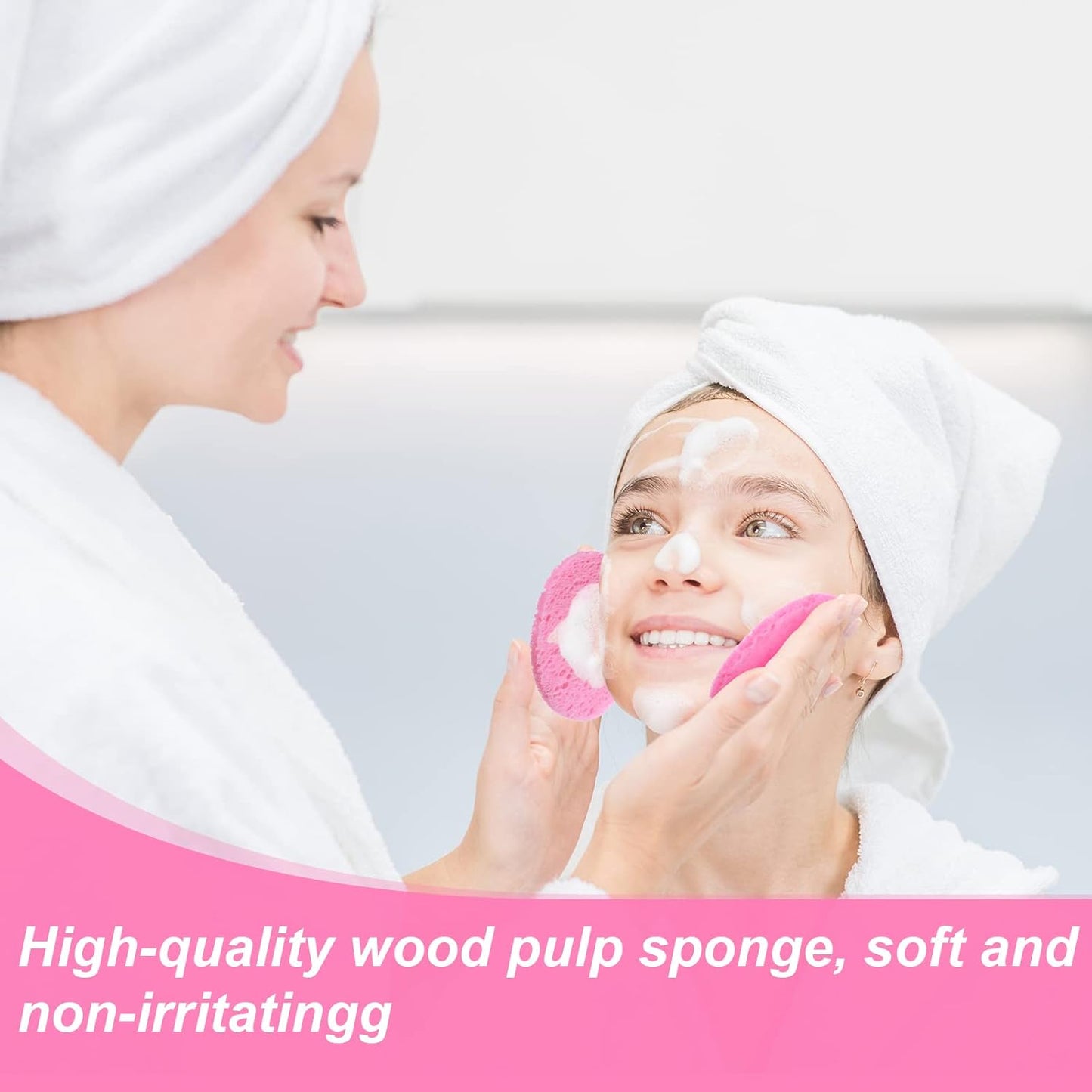 50 Pcs Compressed Facial Sponges Facial Makeup Natural Cosmetic Spa Sponges for Women Cleansing, Exfoliating Mask, Makeup Removal, Dead Skin, and Dirt, Travel Essentials(Pink)