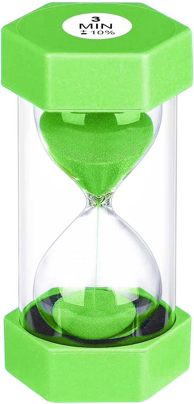 Hourglass 3 Minute Sand Timer, Green Plastic Sand Clock 3 Min, Colorful Hour Glass Sandglass for Classroom Gmaes Home Office Decor (Green)