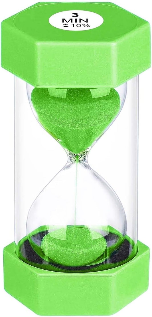 Hourglass 3 Minute Sand Timer, Green Plastic Sand Clock 3 Min, Colorful Hour Glass Sandglass for Classroom Gmaes Home Office Decor (Green)
